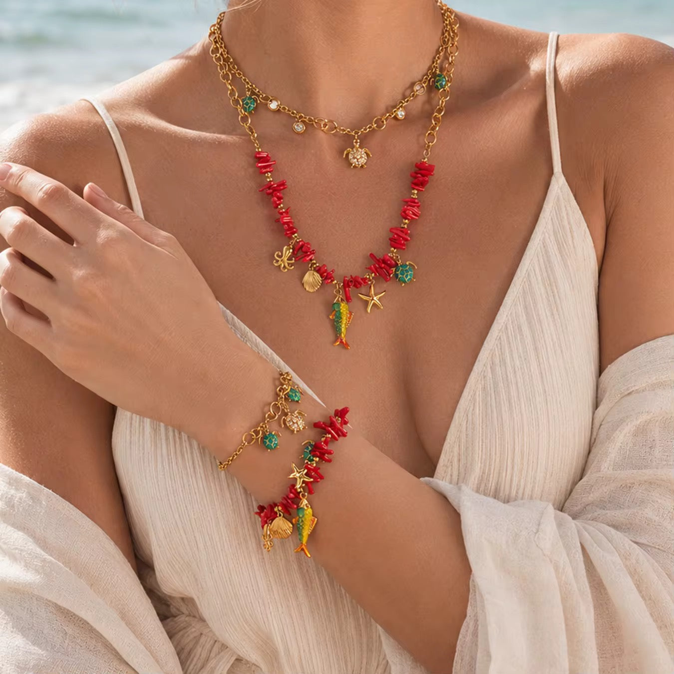 Collier Marina Rouge