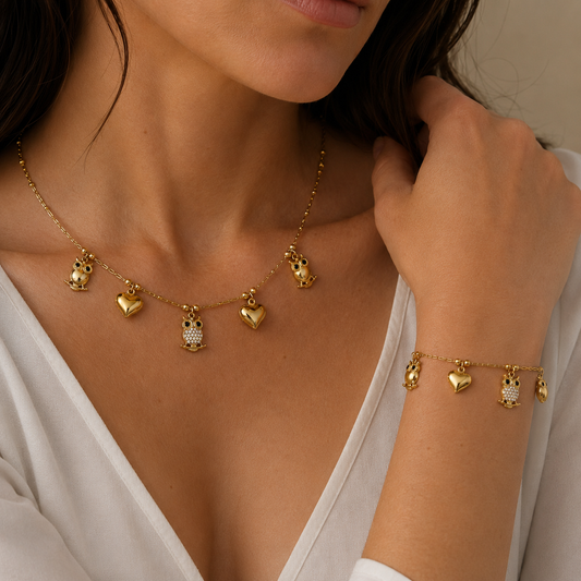 Ensemble Charms Chouette porté