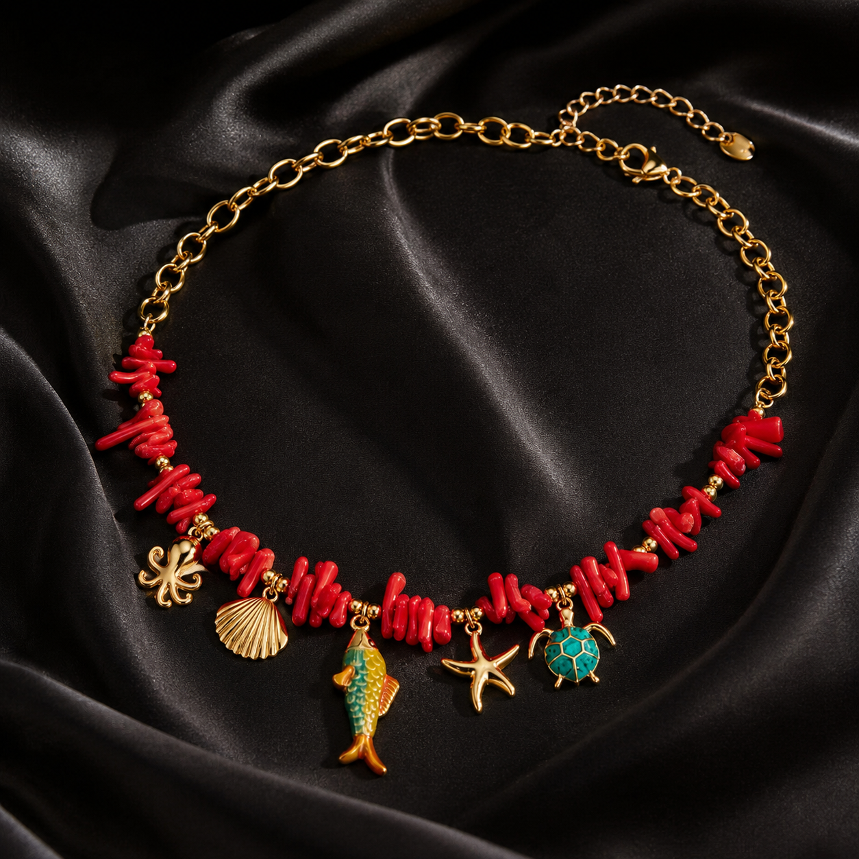 Collier Corallia à plat