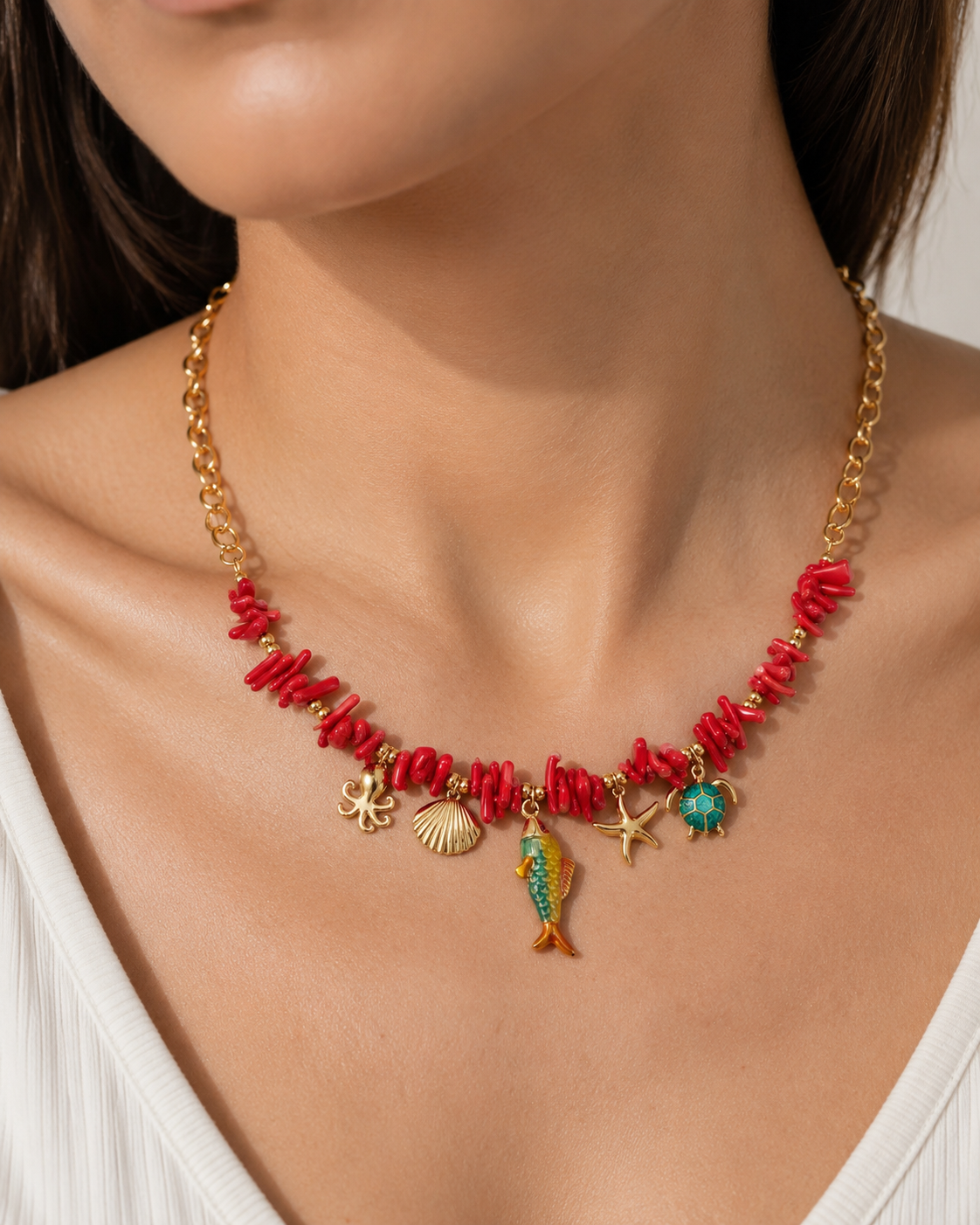 Collier Corallia porté