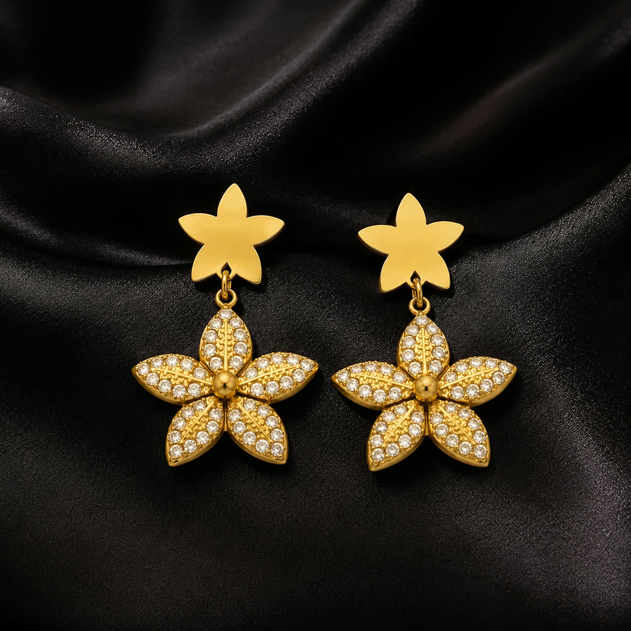 Boucles d'oreilles fleur pavée